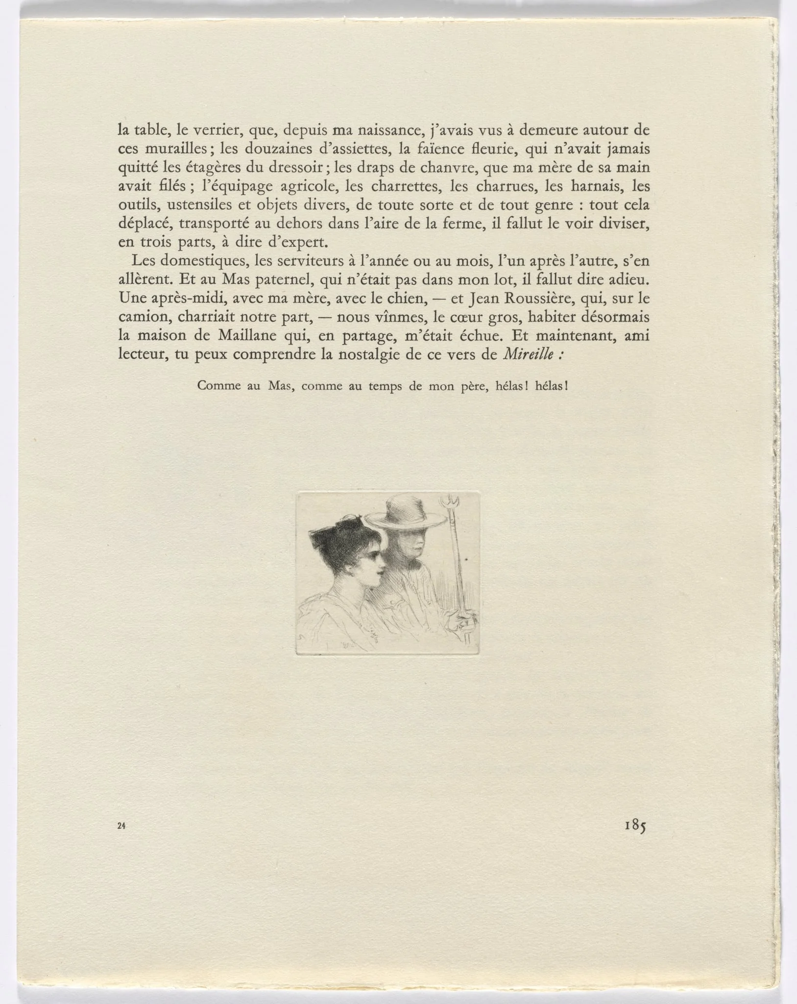 Frédéric Mistral: Mémoires et Recits by Frédéric Mistral: bust of a man and a woman (page 185), detail