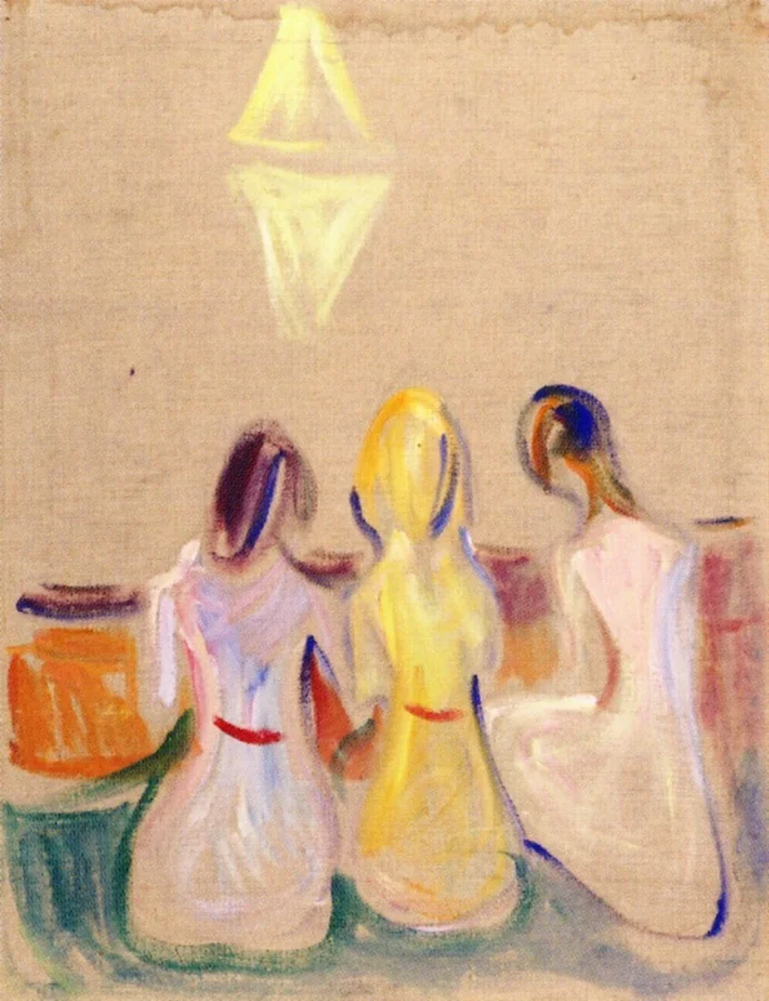Three Seated Young Women, detail