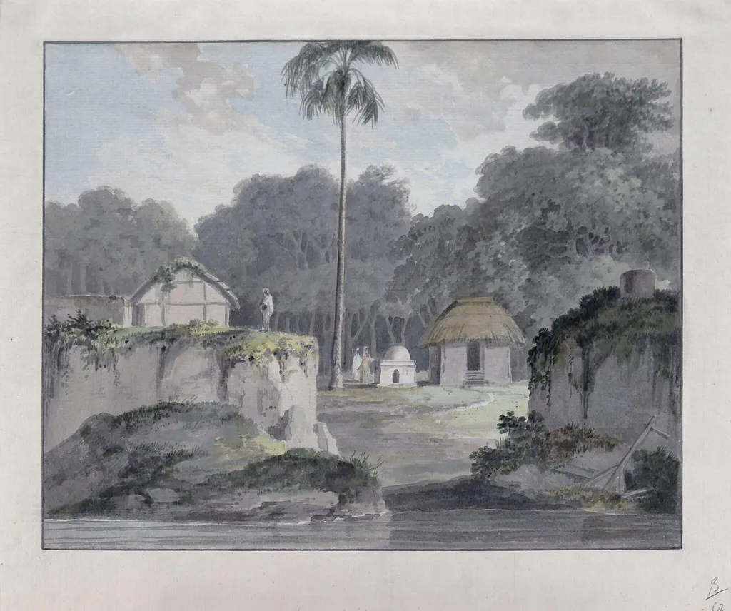 View near Nia-sirai, by Thomas RA Daniell, watercolor, 1749