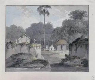 View near Nia-sirai, by Thomas RA Daniell, watercolor, 1749