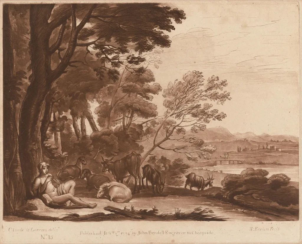 Landscape No. 15 from "Liber Veritatis", by Richard Earlom, ink, 1774