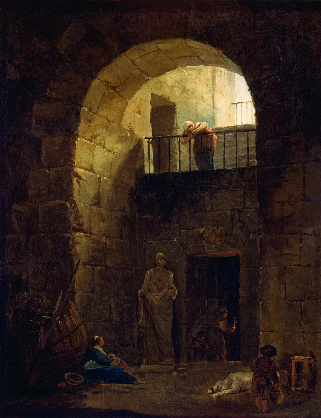 Neglected Statue, by Hubert Robert, oil, 1796