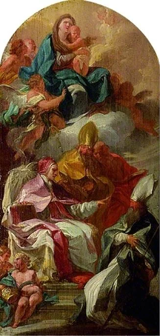 The Virgin and Child in Glory and the four Latin Fathers of the Church, detail