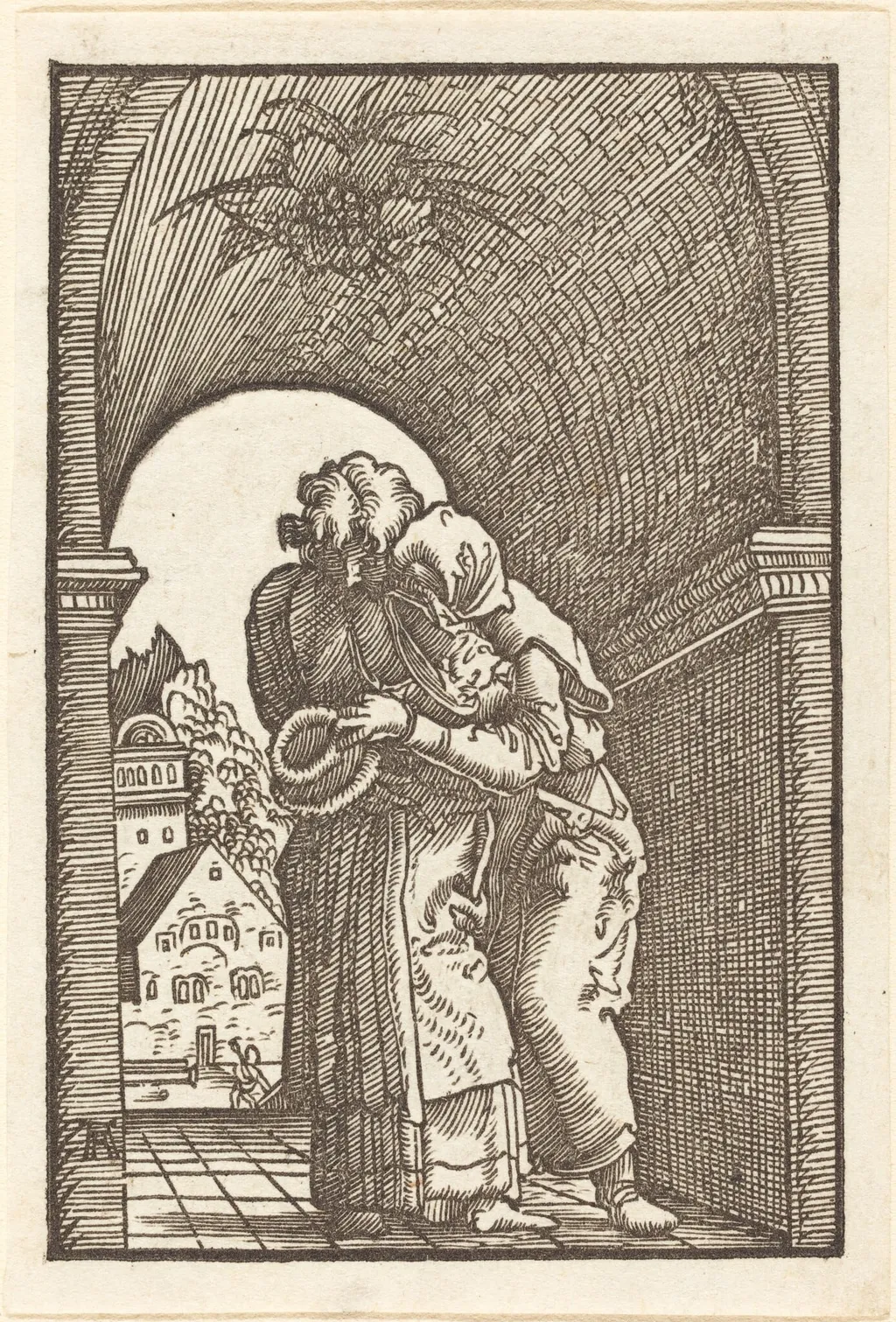 Joachim Embracing Anna, by Albrecht Altdorfer, ink, 1513