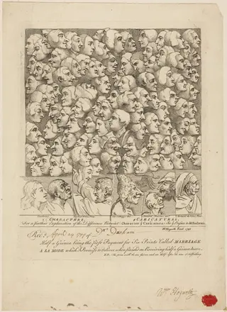 Characters and Caricaturas, by William Hogarth, ink, 1743