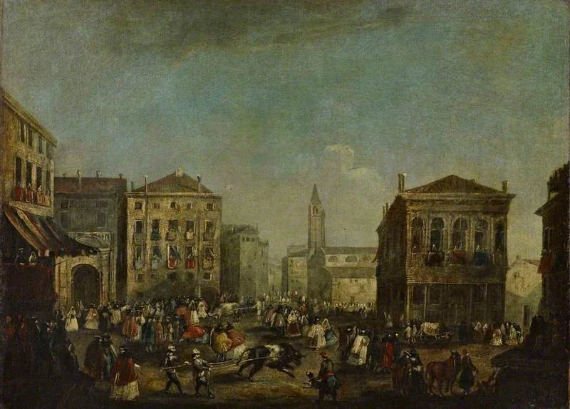 Bull-Baiting in the Campo Santo Stefano during the Venetian Carnival, detail