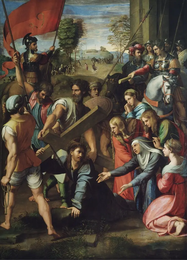 Christ Falling on the Way to Calvary, by Raphael, oil, 1515