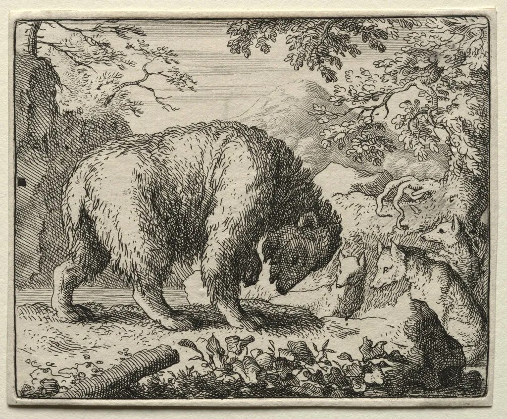 Reynard the Fox:  Reynard Promises Honey to the Bear, by Allart van Everdingen, 1662