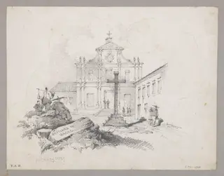 Composition: Church of S. Domingos and Cross opposite the Cathedral, by George Chinnery, 1825