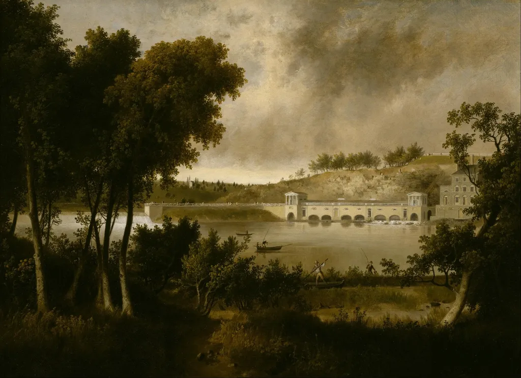 View of the Fairmount Waterworks, Philadelphia, from the Opposite Side of the Schuylkill River, by Thomas Doughty, oil, 1824