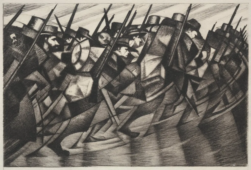 Returning to the Trenches, by C. R. W. Nevinson, 1916
