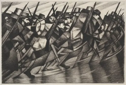 Returning to the Trenches, by C. R. W. Nevinson, 1916