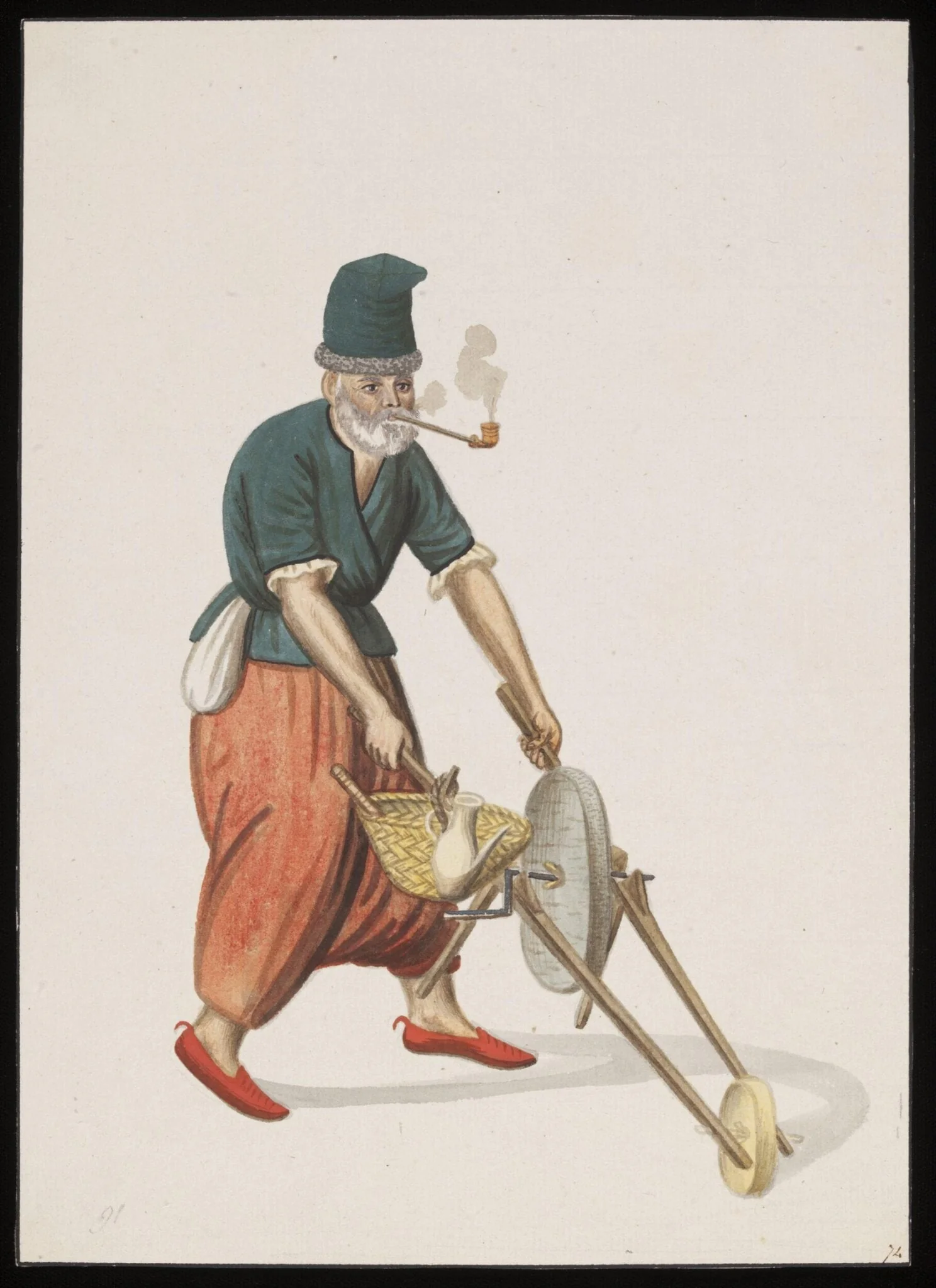 Biçakçi, or itinerant knife grinder, detail