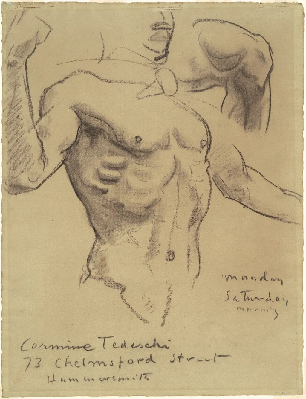 Study of the Resurrection for "Fifteen Mysteries of the Rosary", by John Singer Sargent, charcoal, 1910