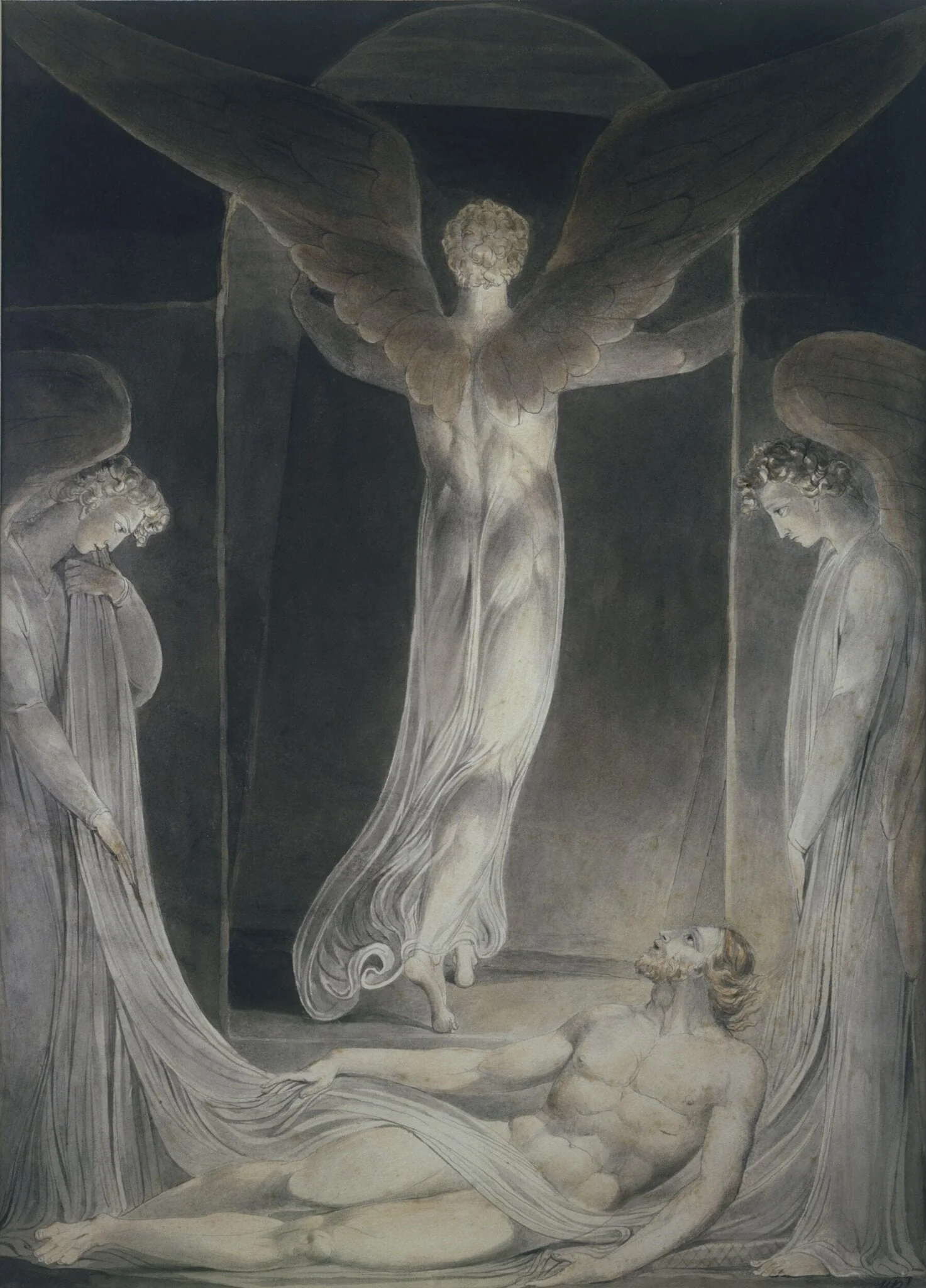 The Resurrection: The angel rolling away the stone from the sepulchre, detail