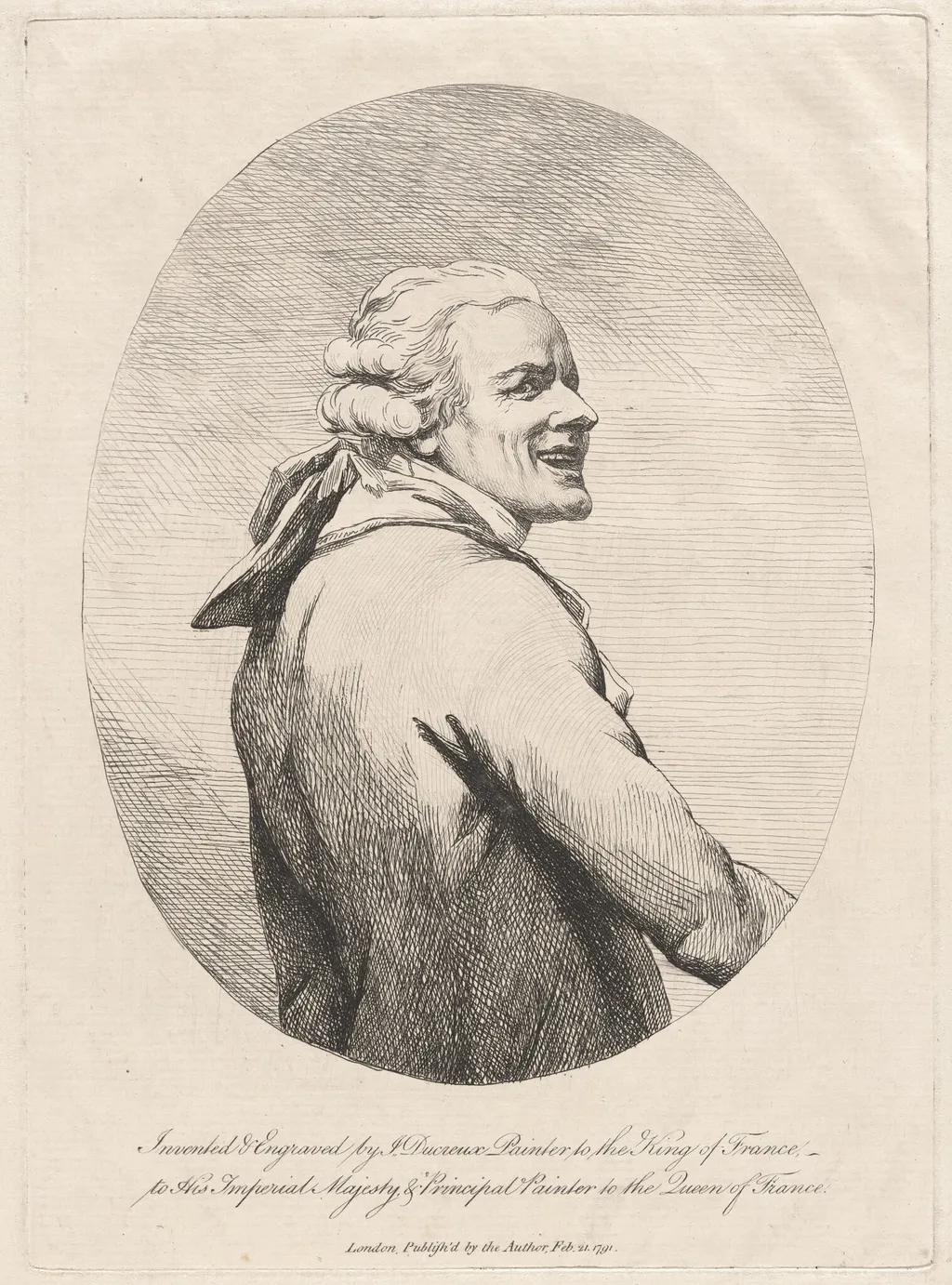 Self-Portrait, Laughing (Le rieur), by Joseph Ducreux, ink, 1791