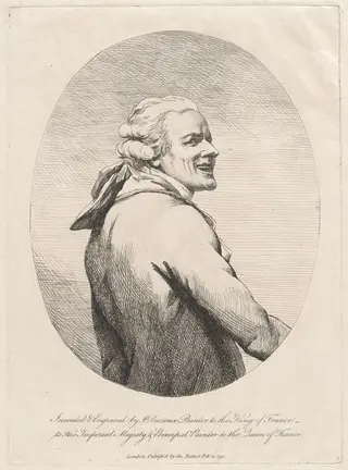 Self-Portrait, Laughing (Le rieur), by Joseph Ducreux, ink, 1791