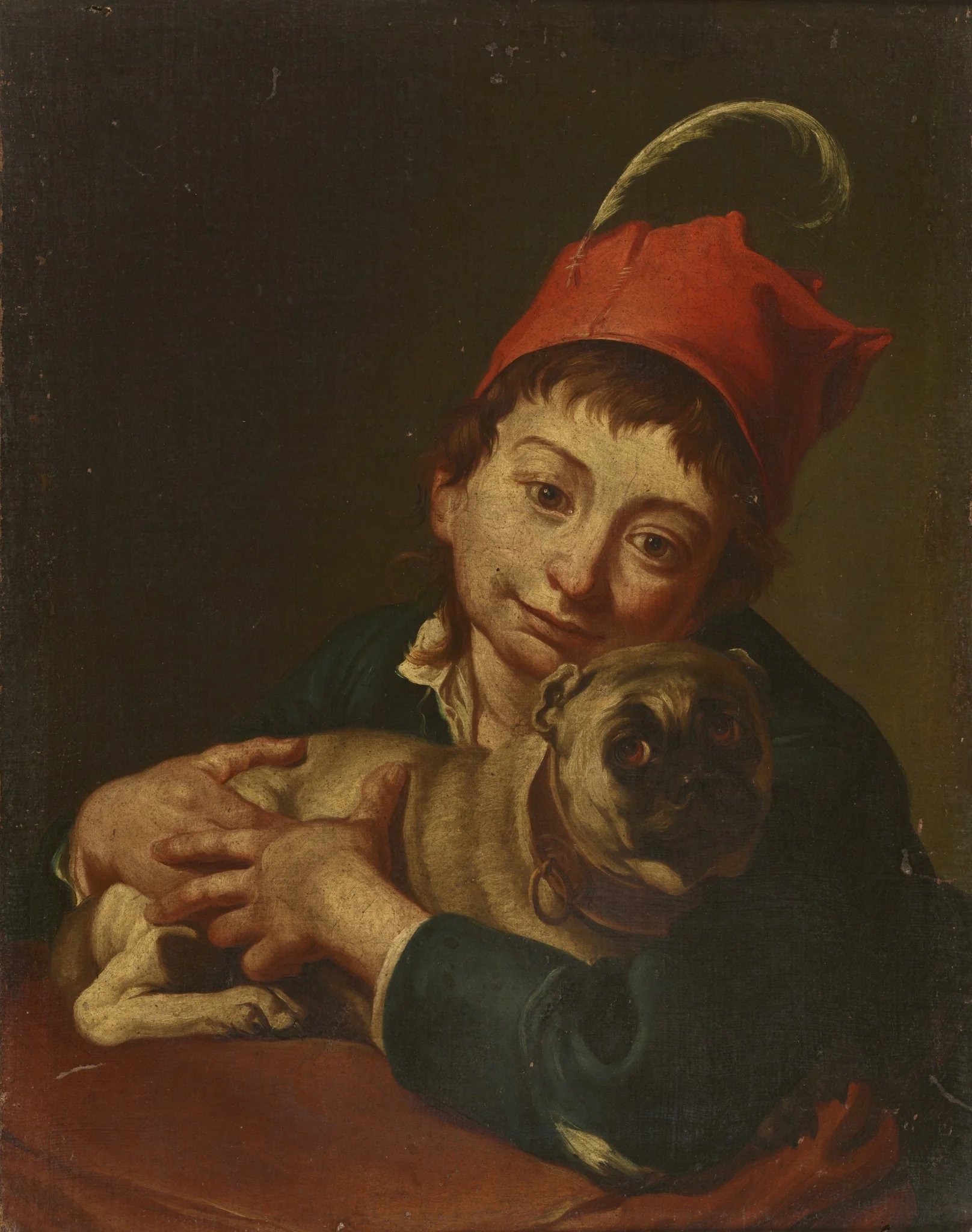 Portrait of a Little Boy with a Dog, detail