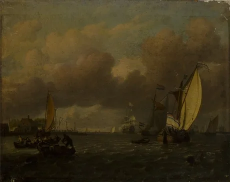 Seascape with ships, detail