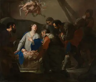 Adoration of the Shepherds, by Bernardo Cavallino, oil, 1650