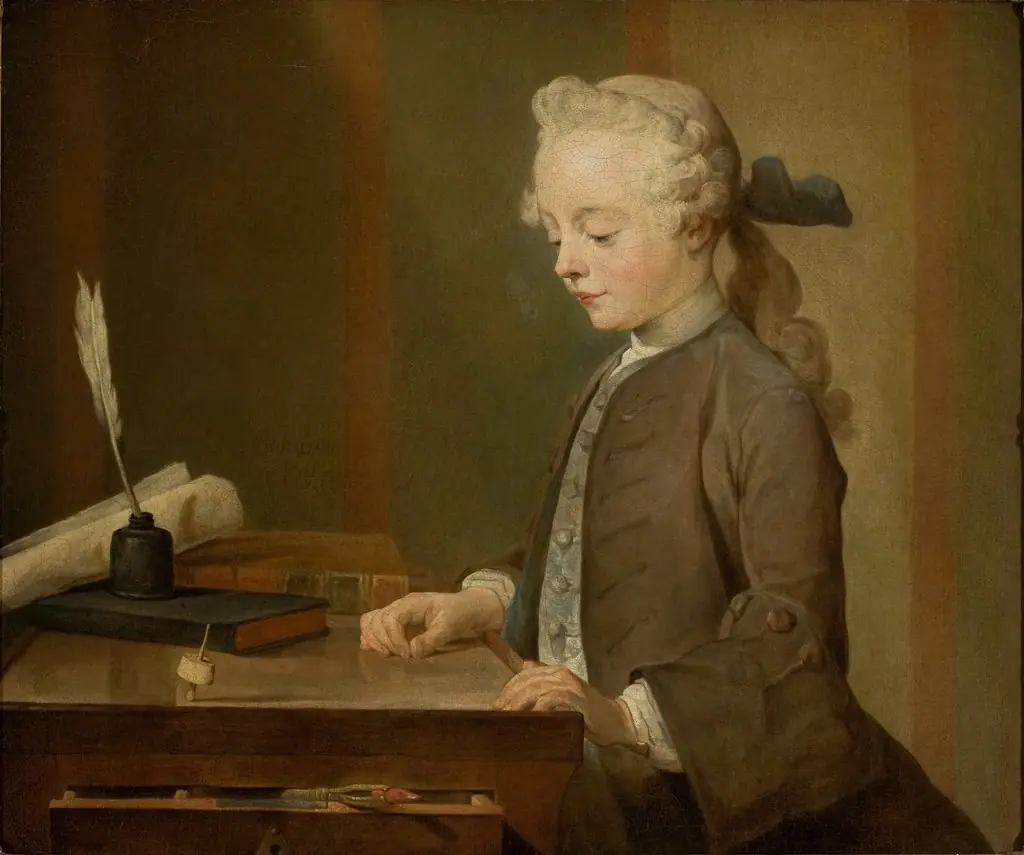 Portrait of Auguste Gabriel Godefroy, by Jean-Baptiste-Siméon Chardin, oil, 1741
