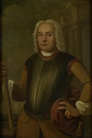 Portrait of Johannes Thedens, Governor-General of the Dutch East India Company, by Jacobus Oliphant, unspecified, 1742