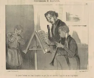Un jeune homme en train d'acquérir ... un art d'agrément, by Honoré Daumier, ink, 1846