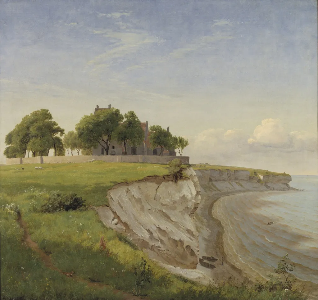 Højerup Church on the Cliffs of Stevns, Zealand, by P. C. Skovgaard, oil, 1842