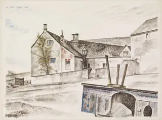 Manor Farm, Edge, by William Rothenstein, watercolor, 1940