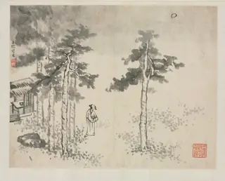 Landscape Album in Various Styles: Shibiao Waiting for the Moon, by Zha Shibiao, unspecified, 1684