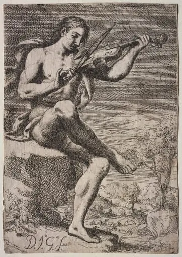Nude Man Playing a Violin, by José García Hidalgo, 1693