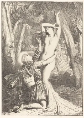 Apollon et Daphne, by Théodore Chassériau, ink, 1844