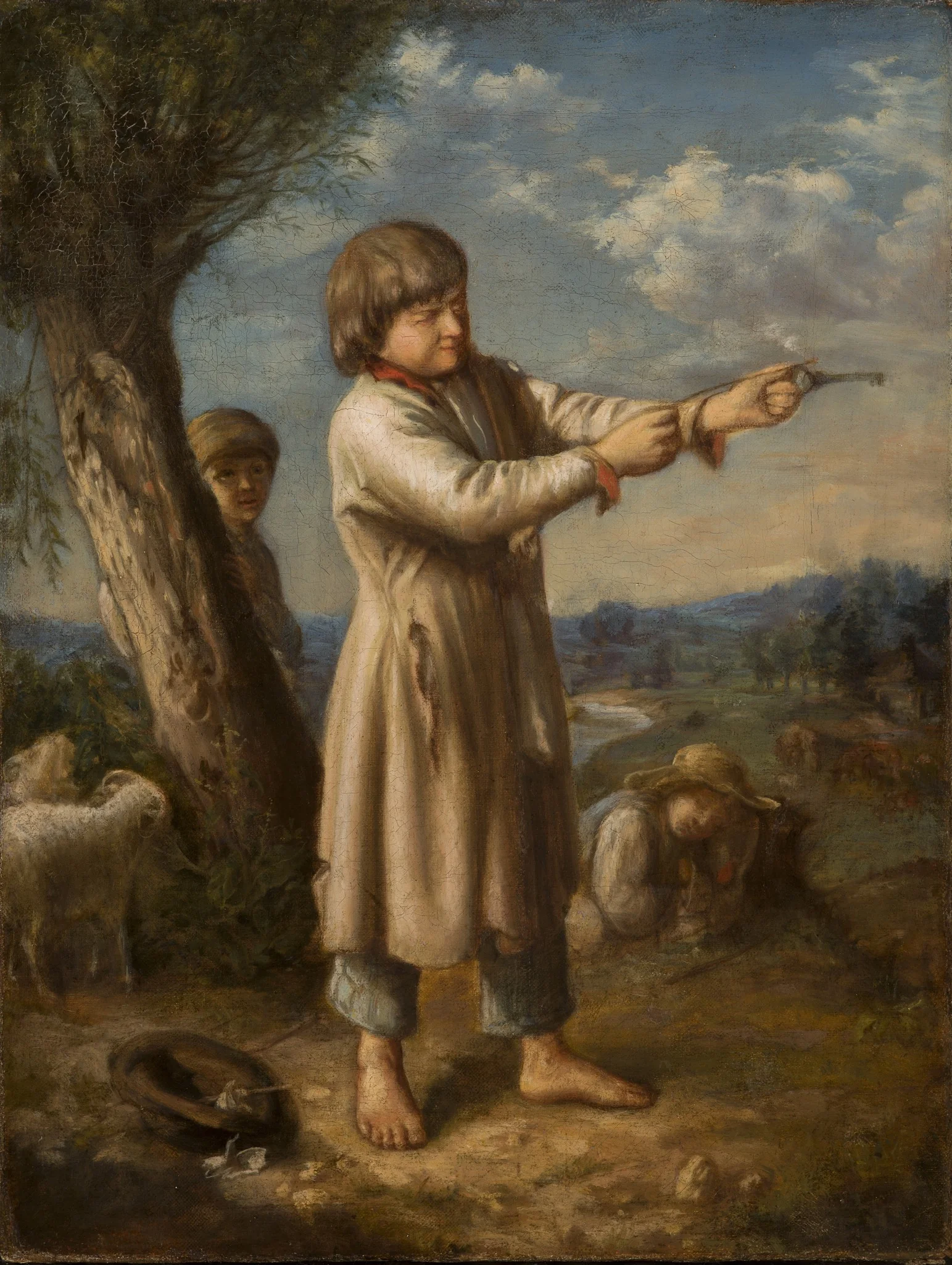 Boy Shooting with a Key, detail