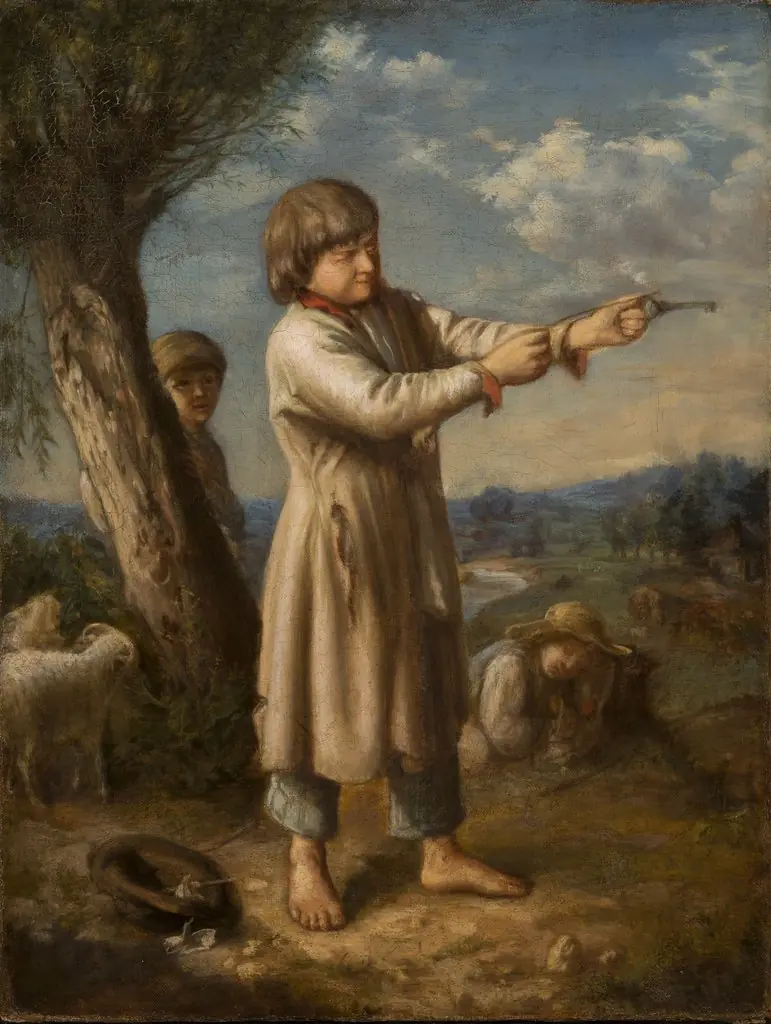 Boy Shooting with a Key, by Aleksander Kotsis, oil, 1863