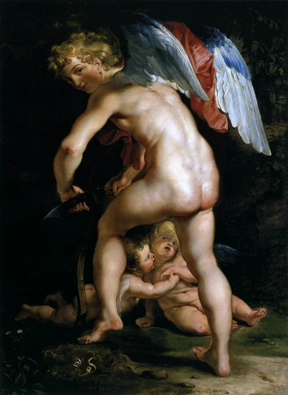 Cupid (Eros) Carves the Bow, detail