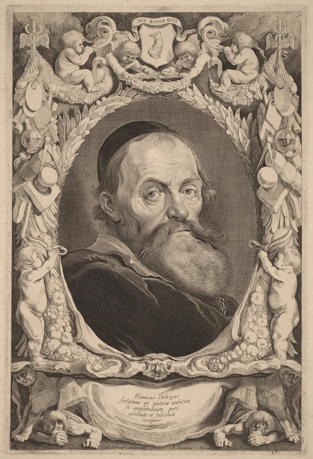 Hendrick Goltzius, by Jonas Suyderhoff, ink, 1649