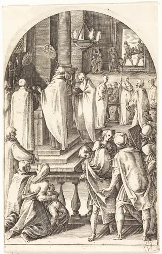Saint Basil Celebrating the Mass, by Jacques Callot, ink, 1610
