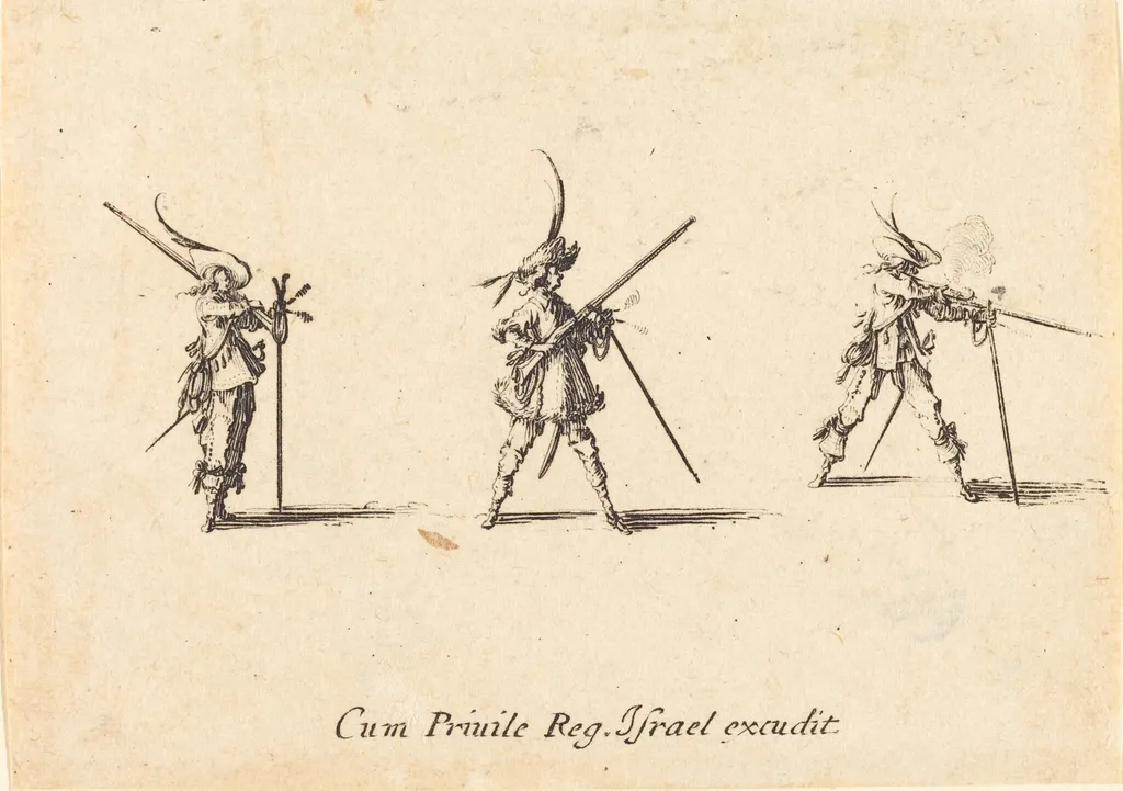 Firing the Musket, by Jacques Callot, ink, 1634