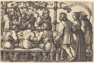 Peasants' Feast, by Sebald Beham, ink, 1525