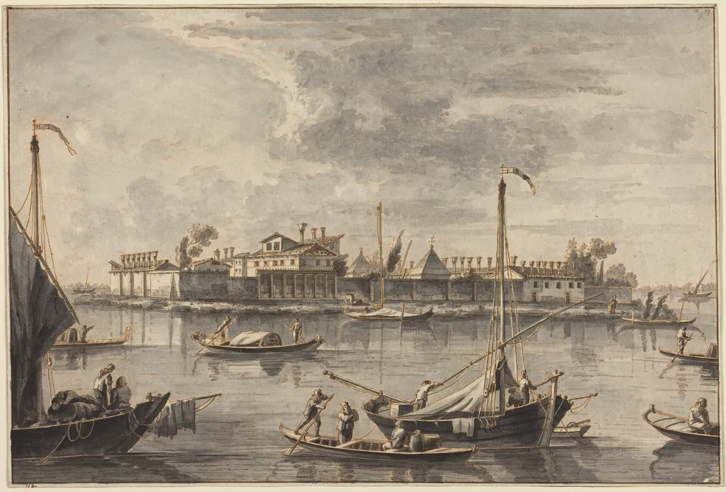 Isola del Lazaretto Nuovo, by Francesco Tironi, ink, 1778