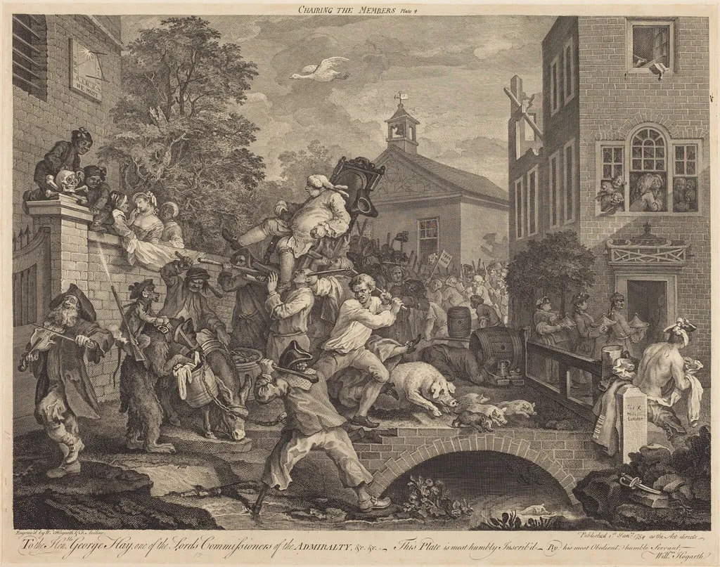 Chairing the Members, by Francois-Antoine Aveline, ink, 1758