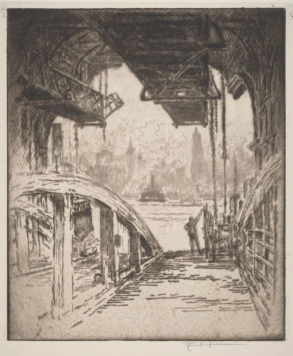 The Ferry House, by Joseph Pennell, ink, 1919