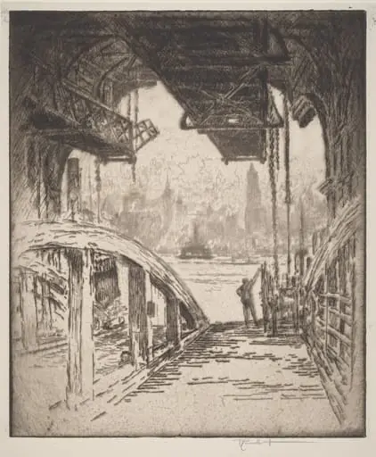 The Ferry House, by Joseph Pennell, ink, 1919
