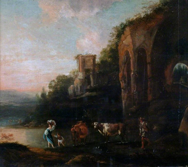 Landscape with a Bridge and Cattle, detail