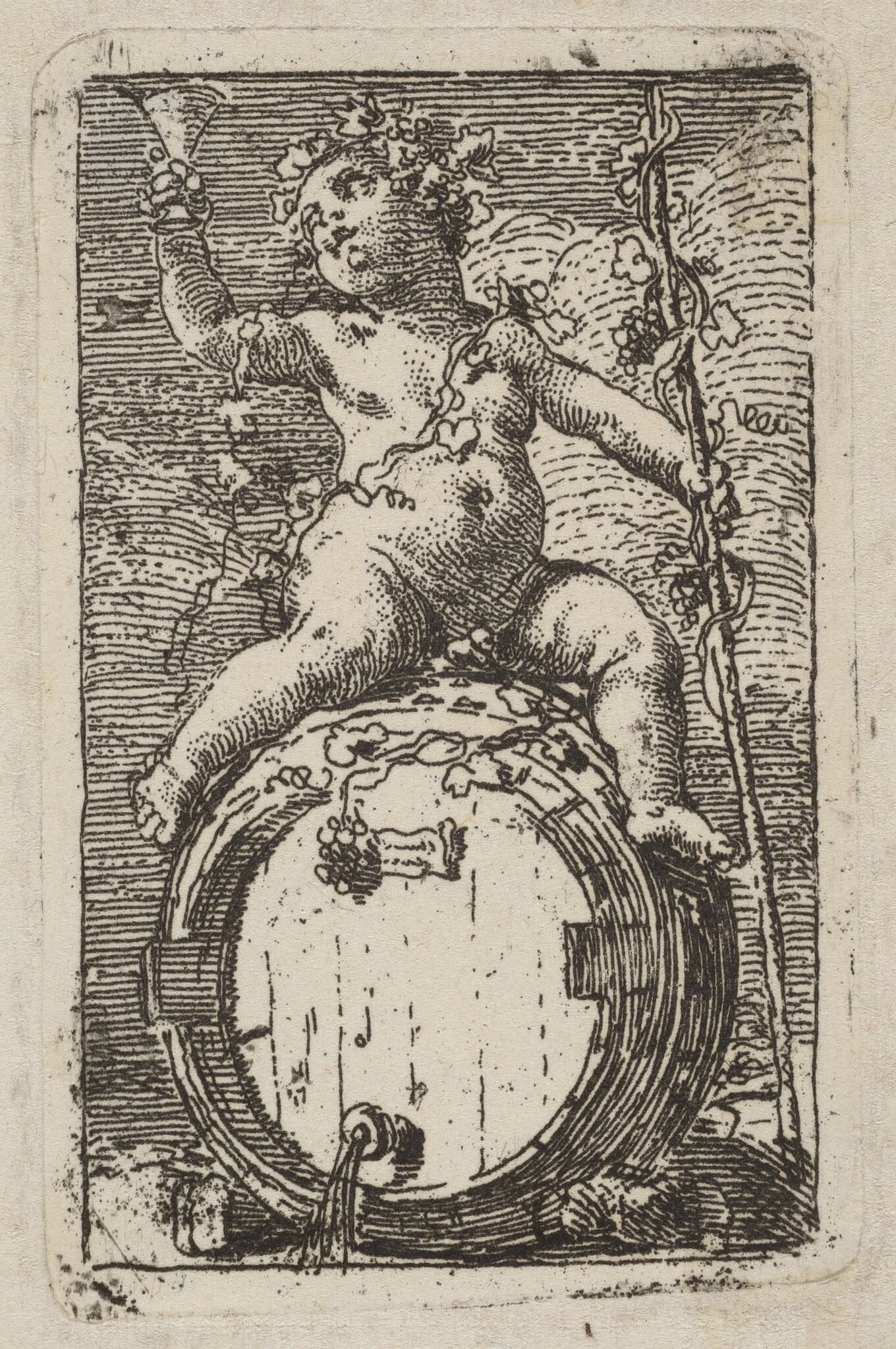 The Infant Bacchus Astride a Wine Barrel, detail