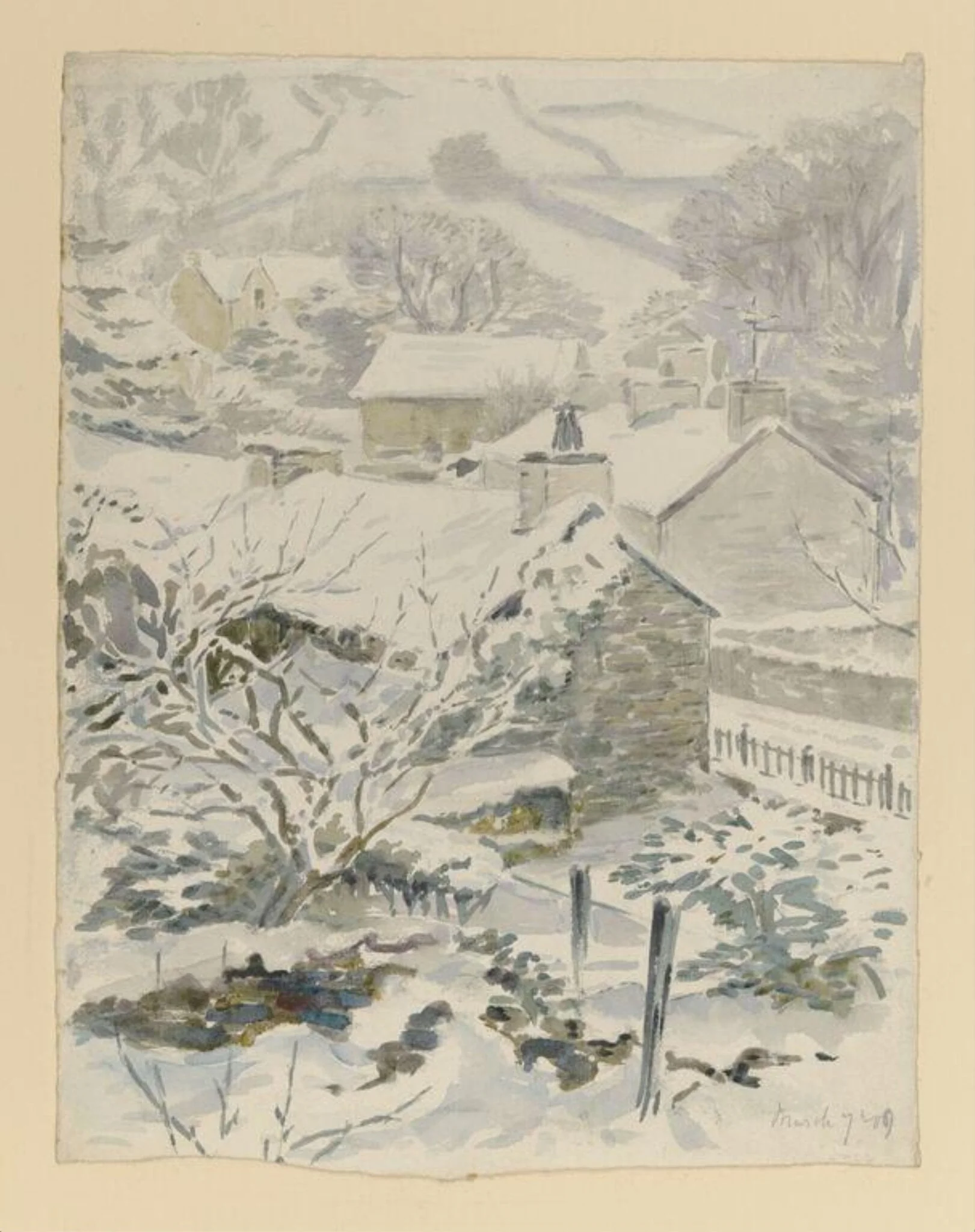 A village in snow, detail