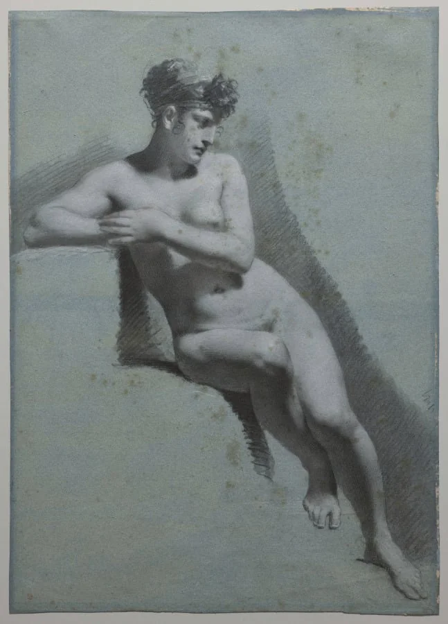 Study of a Nude Woman, Seated Looking to the Right (recto), detail