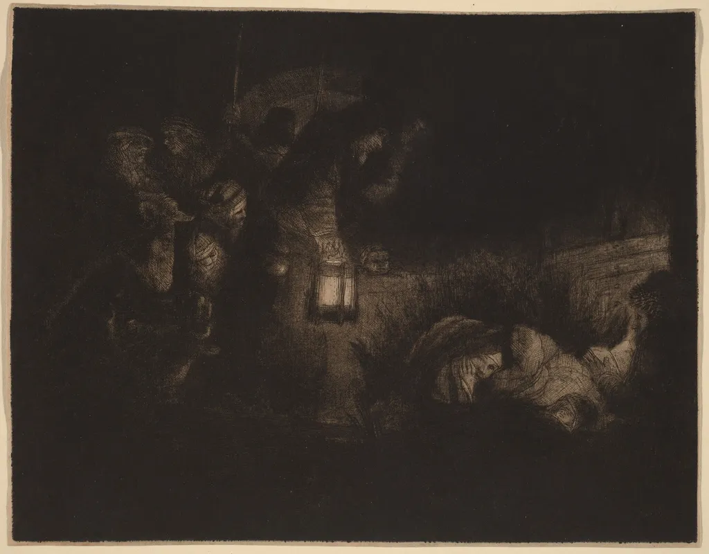 The Adoration of the Shepherds: a Night Piece, by Rembrandt, ink, 1652