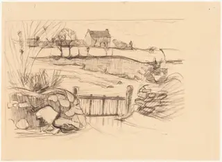 Gate to the Farmhouse, Pont-Aven, by Robert Polhill Bevan, graphite, 1892
