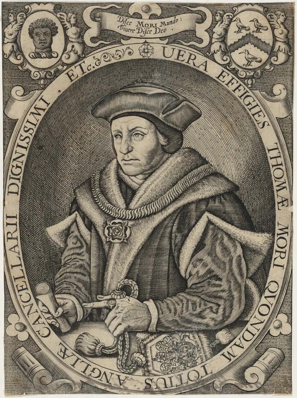 Sir Thomas More, Lord Chancellor, by Renold Elstrack, ink, 1598